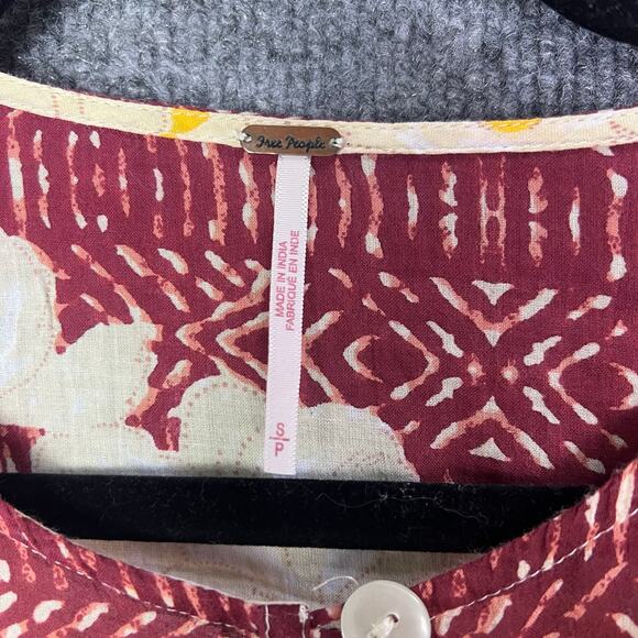 Free People Gotta Have You Cotton Mixed-Print Keyhole Top Size Small - Picture 8 of 10